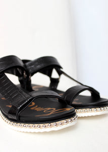 embossed sandal studded sole