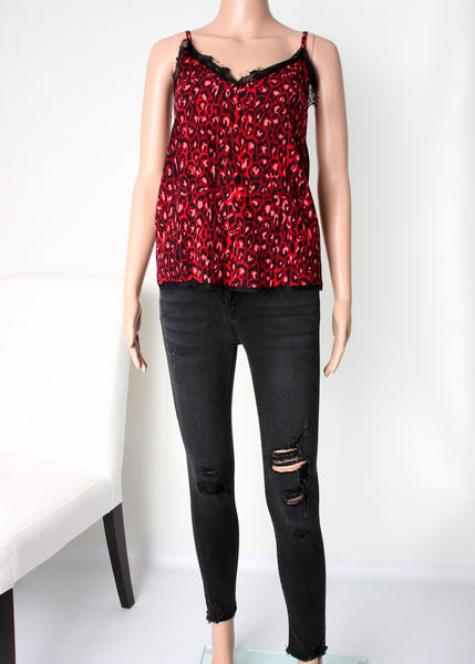 leopard cami with lace trim
