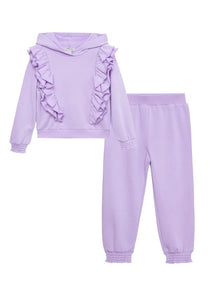 girls ruffle hoodie & jogger set 