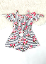 Load image into Gallery viewer, girls floral stripe romper (7-12)
