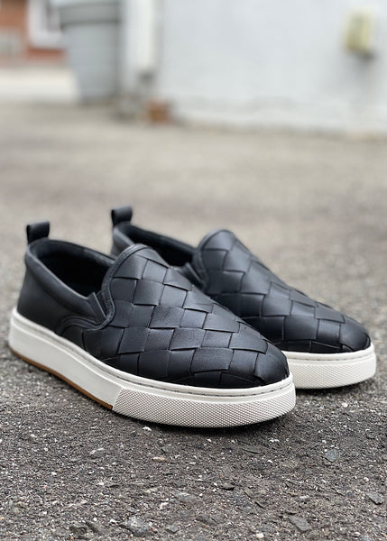 woven leather sneaker