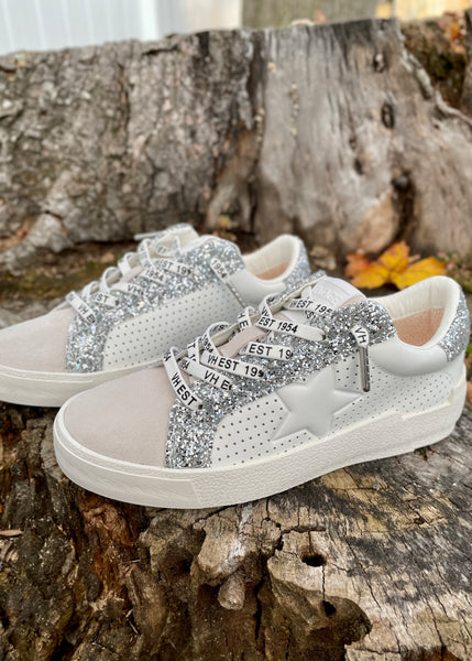 womens glitter trim star sneaker