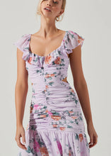 Load image into Gallery viewer, ruched chiffon floral midi dress
