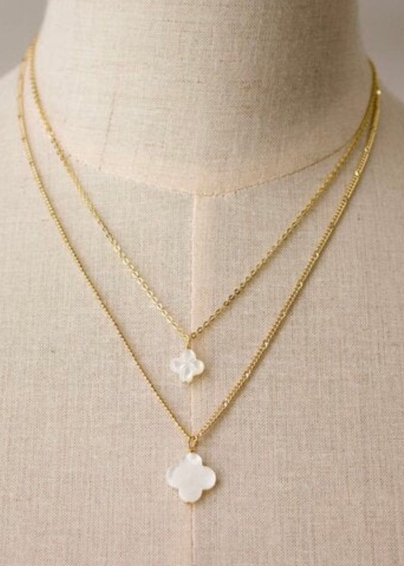 mop clover layered necklace