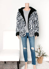 Load image into Gallery viewer, reversible hoodie bear jacket - zebra
