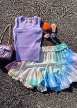 Load image into Gallery viewer, girls rainbow dye ruffle bottom skirt
