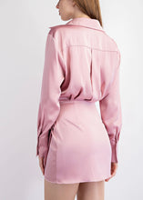 Load image into Gallery viewer, satin long sleeve collar dress
