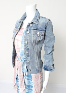 raw hem denim jacket - light wash