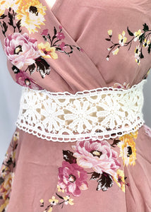 floral crochet waist romper