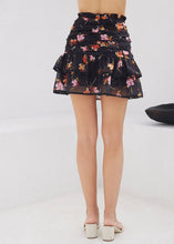 Load image into Gallery viewer, black floral tiered skirt

