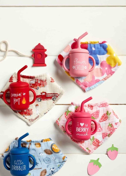 baby floral bib + cup set