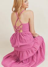 Load image into Gallery viewer, gauze laceup back maxi dress
