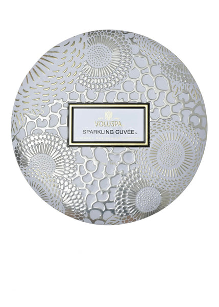 3 wick tin candle sparkling cuvee