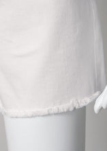 Load image into Gallery viewer, white denim shorts-hi rise fray hem
