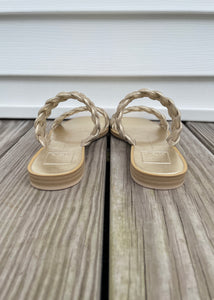 2 braided metallic flat sandal