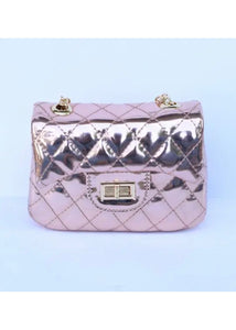 girls metallic quilted purse