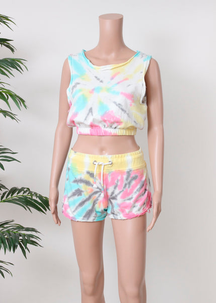 tie dye french terry crop tank