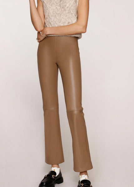faux leather crop flare pant