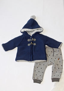 boys hooded lined knit toggle cardigan