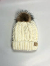 Load image into Gallery viewer, kids lined fur pom  beanie
