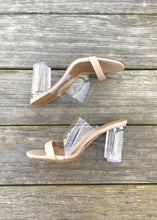 Load image into Gallery viewer, women lucite heel slide sandal

