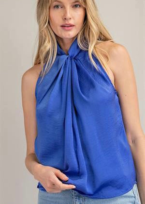 knot satin halter top