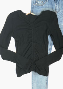 girls rib ruched front top