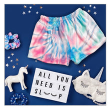 Load image into Gallery viewer, girls fuzzy shorts - ice tie dye
