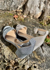 block heel shimmer sandal