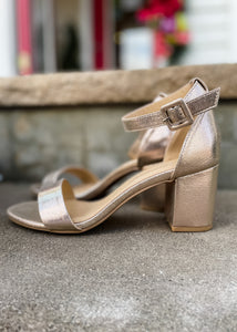 block heel metallic sandal