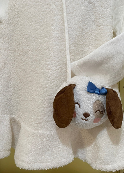 girls shearling dress & bag