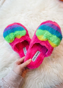 girls fuzzy heart slipper