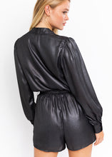 Load image into Gallery viewer, long sleeve wrap shimmer romper
