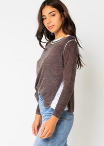 faux jersey layer sweater