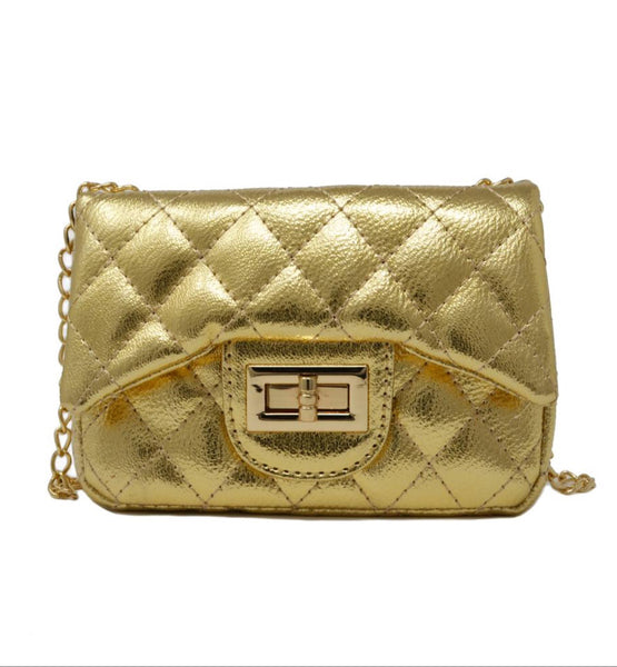 girls quilted metallic bag