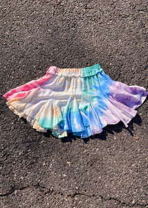 girls rainbow dye ruffle bottom skirt