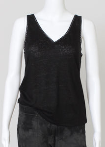 crochet trim v neck tank