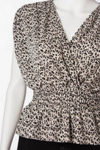 Load image into Gallery viewer, surplice leopard plisse blouse
