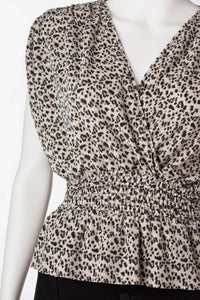 surplice leopard plisse blouse