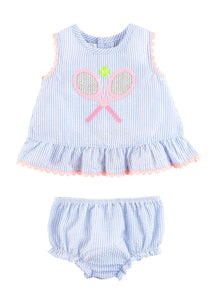 baby tennis seersucker pinafore