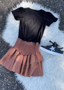girls smock leather skirt