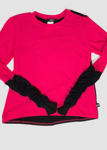 girls ruched sleeve colorblock tee