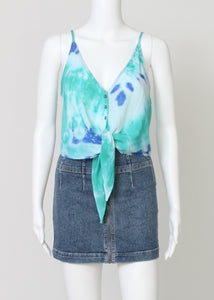 tie dye tie front cami-cropped