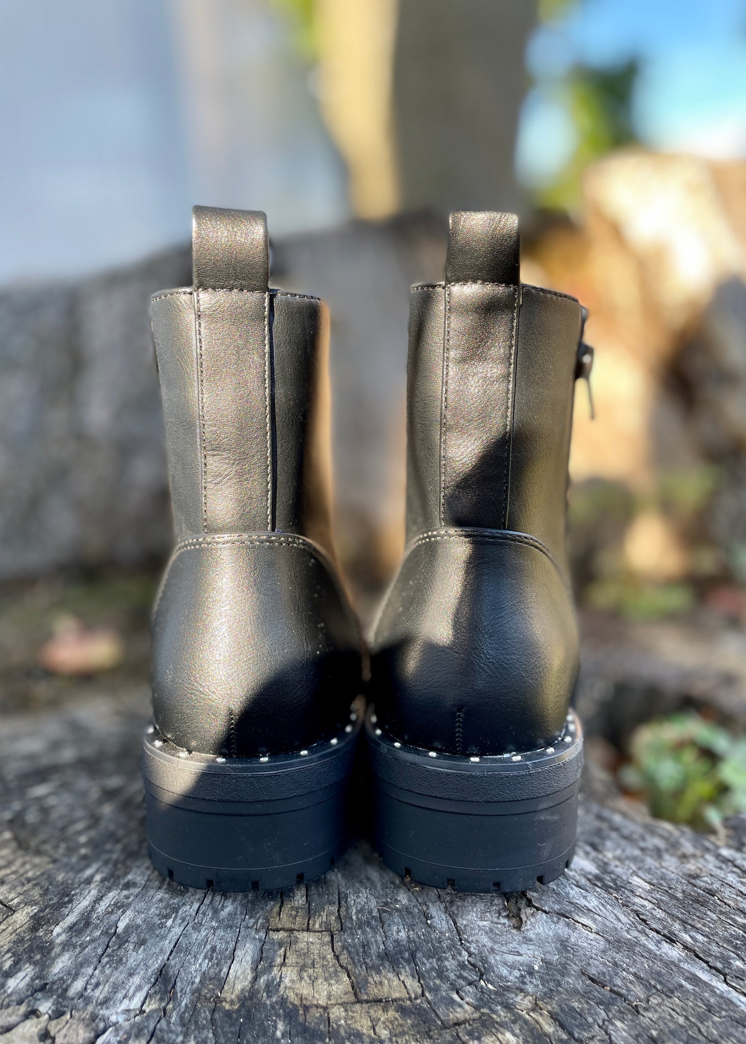 leather and studded Combat boots