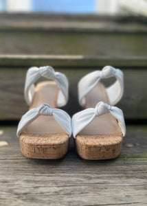 women knot strap cork platform sandal