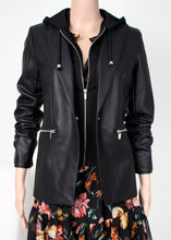 Load image into Gallery viewer, faux leather hoodie blazer
