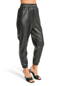 womens faux leather jogger 