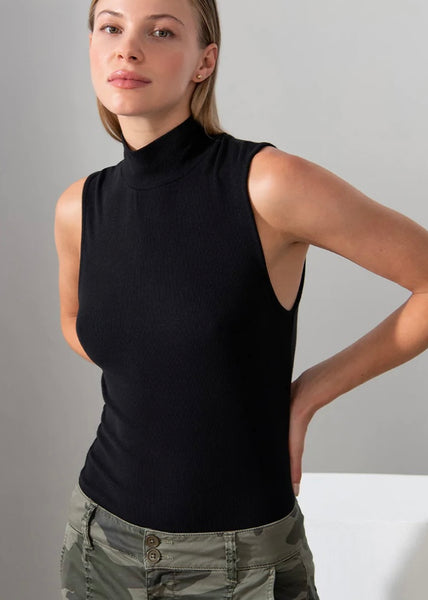 women rib mock neck tank