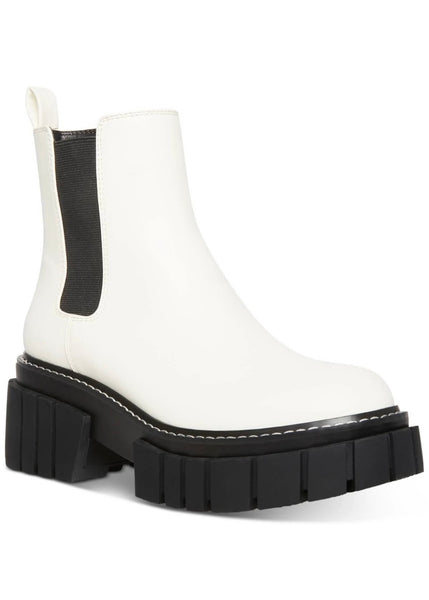 womens white lug sole pull on bootie