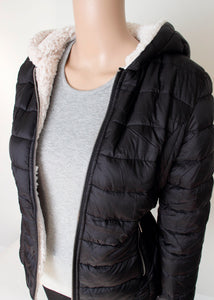 reversible cozy hooded quilt jacket